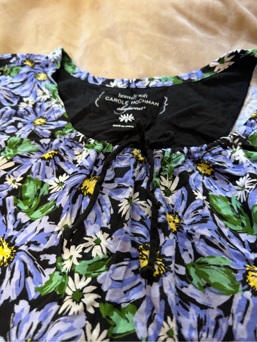 Carole Hochman Black & Purple Floral Two Piece Pajamas Pants & Top Cotton 3X - Picture 3 of 4